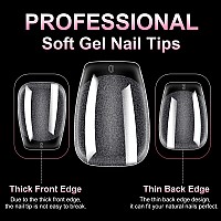 Mekk Short Coffin Nail Tips 240Pcs Coffin Nails Tips Soft Gel Coffin Nail Tips Full Cover Nail Tips Half Matte Nail Extension Ti