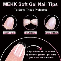 Mekk Short Coffin Nail Tips 240Pcs Coffin Nails Tips Soft Gel Coffin Nail Tips Full Cover Nail Tips Half Matte Nail Extension Ti