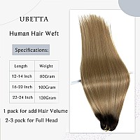 Sew In Hair Extensions Real Human Hair 24 Inch 120G Weft Hair Extensions Human Hair Ombre Brown Balayage Blonde Handtied Weft