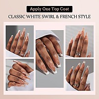 Btartbox Xcoattips French Tip Nails 5 Styles Long Square Press On Nails Predesigned Swirl Nail Tips Ultra Fit Soft Gel Nail