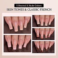 Btartboxnails Xcoattips French Gel Nails Skin Tones French Tip Press On Nails Long Square Nail Tips Soft Gel Nails False Nai