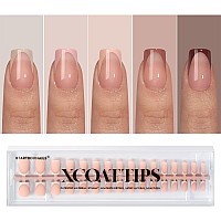 Btartboxnails Xcoattips French Gel Nails Skin Tones French Tip Press On Nails Short Square Nail Tips Soft Gel Nails False Na