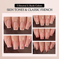 Btartboxnails Xcoattips French Gel Nails Skin Tones French Tip Press On Nails Short Square Nail Tips Soft Gel Nails False Na