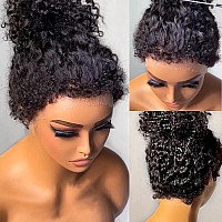 4C Kinky Curly Edges Hairline 360 Lace Front Curly Wigs 180 Density Hd Transparent Lace Frontal Human Hair Wigs With 4C Curly B