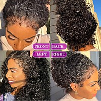 4C Kinky Curly Edges Hairline 360 Lace Front Curly Wigs 180 Density Hd Transparent Lace Frontal Human Hair Wigs With 4C Curly B