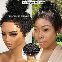 4C Kinky Curly Edges Hairline 360 Lace Front Curly Wigs 180 Density Hd Transparent Lace Frontal Human Hair Wigs With 4C Curly B