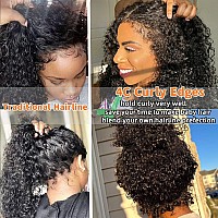 4C Kinky Curly Edges Hairline 360 Lace Front Curly Wigs 180 Density Hd Transparent Lace Frontal Human Hair Wigs With 4C Curly B