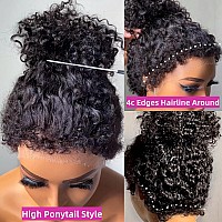 4C Kinky Curly Edges Hairline 360 Lace Front Curly Wigs 180 Density Hd Transparent Lace Frontal Human Hair Wigs With 4C Curly B