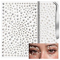 Teenitor Face Gems Self Adhesive Face Rhinestone Makeup Festival Face Jewels Stick On Pearls Hair Gems Concert Makeup Gems For F