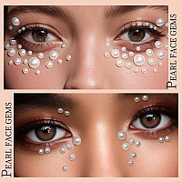 Teenitor Face Gems Self Adhesive Face Rhinestone Makeup Festival Face Jewels Stick On Pearls Hair Gems Concert Makeup Gems For F