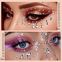 Teenitor Face Gems Self Adhesive Face Rhinestone Makeup Festival Face Jewels Stick On Pearls Hair Gems Concert Makeup Gems For F