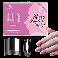 Buqikma Short Nail Tips 500Pcs Half Cover French Gel X Nail Tips For Acrylic Nails Half Matte Acrylic Nail Tips Clear Nail Tip