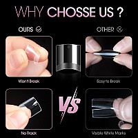 Buqikma Short Nail Tips 500Pcs Half Cover French Gel X Nail Tips For Acrylic Nails Half Matte Acrylic Nail Tips Clear Nail Tip