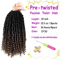 Bileaf 10 Inch Crochet Passion Twist Hair Pre Looped 8 Packs Short Twist Crochet Hair Pre Twisted Passion Twist Crochet Hair Fo