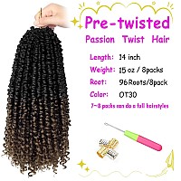 Bileaf Crochet Passion Twist Hair Pre Looped 14 Inch 8 Packs Twist Crochet Hair Pre Twisted Passion Twist Crochet Hair For Croc