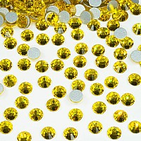 1440Pcs Ss16 40Mm Citrine Yellow Flatback Rhinestones Bulk K9 Glass Lemon Yellow Gems Round Beads Stones Diamonds Nail Charms J