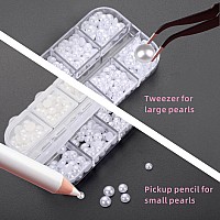 2 Boxes Flat Back Rhinestonepearls Kits For Nail Art Face Makeup And Craft Flatback Half Round Pearls White And Beige Color B