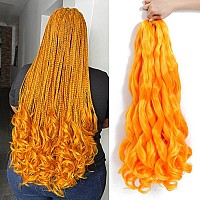 Wipporya Orange French Curly Braiding Hair 24 Inch 6 Packs Black Loose Wave Bouncy Crochet Hair Pre Stretched Yaki Curly Braidin