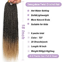 Senegalese Twist Crochet Hair For Black Women 9 Packs Pre Looped Crochet Braids For Black Women 18 Inch Ombre Crochet Hair 20 St