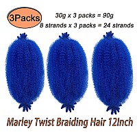 3 Packs Springy Afro Twist Hair 12 Inch Marley Twist Braiding Hair Wrapping Hair For Soft Locs Crochet Hair Pre Fluffed Marley K