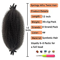 Afro Twist Hair 12Inch 3 Packs Springy Afro Twist Hair For Twist Soft Locs Synthetic Pre Fluffed Marley Twist Braiding Hair For