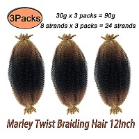 3 Pack Marley Twist Braiding Hair 12 Inch Afro Twist Hair For Faux Locs Kinky Twist Hair For Women Springy Afro Twist Hair Expre