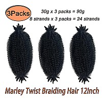 3 Packs Marley Twist Braiding Hair 12 Inch Preseparated Springy Afro Twist Hair Kinky Twist Crochet Hair Braids For Distressed