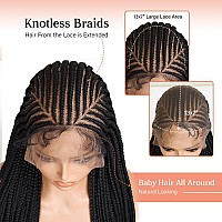 Sangtok 30 Inch 13X8 Hd Lace Front Box Braids Cornrow Wig For Black Women Box Braided Lace Frontal Glueless Wig Pre Plucked Wit