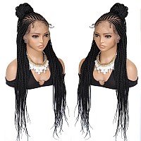 Sangtok 30 Inch 13X8 Hd Lace Front Box Braids Cornrow Wig For Black Women Box Braided Lace Frontal Glueless Wig Pre Plucked Wit