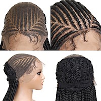 Sangtok 30 Inch 13X8 Hd Lace Front Box Braids Cornrow Wig For Black Women Box Braided Lace Frontal Glueless Wig Pre Plucked Wit