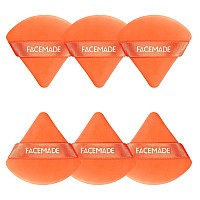 Facemade 6 Pieces Soft Makeup Puff With A Container Face Powder Puff With A Travel Case Triangle Velour Makeup Sponge For Loos