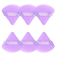 Facemade 6 Pieces Soft Makeup Puff With A Container Face Powder Puff With A Travel Case Triangle Velour Makeup Sponge For Loos