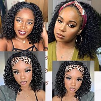 Aisaide Afro Kinky Curly Headband Wig Black Kinky Curly Half Wigs For Black Women Synthetic Short Deep Wave Afro Curly Headband