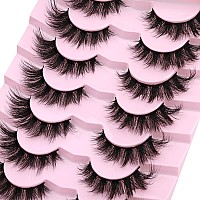 Mink Lashes Fluffy False Eyelashes Wispy 3D Volume Cat Eye Faux Mink Eyelashes Natural Look 18Mm Strip Eyelashes Pack 7 Pairs By