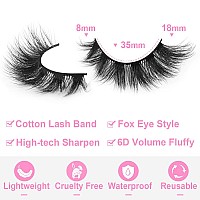 Mink Lashes Fluffy False Eyelashes Wispy 3D Volume Cat Eye Faux Mink Eyelashes Natural Look 18Mm Strip Eyelashes Pack 7 Pairs By