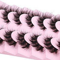 Mink Lashes Fluffy False Eyelashes Wispy 3D Volume Cat Eye Faux Mink Eyelashes Natural Look 18Mm Strip Eyelashes Pack 7 Pairs By