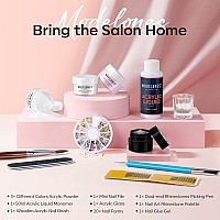 Modelones Acrylic Nail Kit Clearwhitepink Acrylic Powder And Liquid Set With Rhinestone Glue Acrylic Nail Brush Unified Co