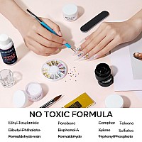 Modelones Acrylic Nail Kit Clearwhitepink Acrylic Powder And Liquid Set With Rhinestone Glue Acrylic Nail Brush Unified Co