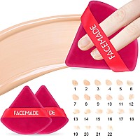 Facemade 6 Pieces Face Powder Puff With A Travel Case Soft Makeup Puff With A Container Triangle Velour Makeup Sponge For Loos