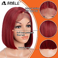 Noble Red Bob Wigs For Women Short Lace Front Wigs 10 Inches Synthetic Straight 150 Density Heat Resistant Bob Wigs For Party A