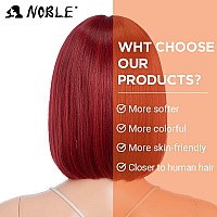 Noble Red Bob Wigs For Women Short Lace Front Wigs 10 Inches Synthetic Straight 150 Density Heat Resistant Bob Wigs For Party A