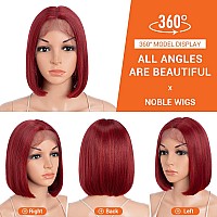 Noble Red Bob Wigs For Women Short Lace Front Wigs 10 Inches Synthetic Straight 150 Density Heat Resistant Bob Wigs For Party A