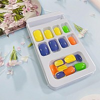 24Pcs Rainbow Sugar Press On Nails Short Square Fake Nails Petite Acrylic Nails Kit Summer Dopamine Artificial Stick On Nails Co