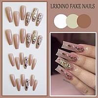 24Pcs Nude Pink Coffin Press On Nails Medium Square Fake Nails With San Judas Virgin Mary Rhinestones Gems Full Cover Glue On Na