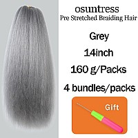 Osuntress Braiding Hair Pre Stretched 14 Inch 4 Packs Short Hair Extensions For Braids Synthetic Braiding Hair Prestretched Gr