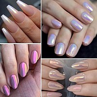 Evpct 6 Color Chrome Nail Powder Kit For Nails Polish Blue Pink Green White Purple Yellow Pearl Mermaid Rainbow Holographic Irid