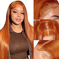 Azkiu Ginger Orange Lace Front Wigs Human Hair Colored Straight Lace Front Wig 13X4 Hd Frontal Wigs Human Hair Pre Plucked With