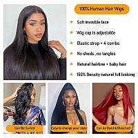 Azkiu Straight Lace Front Wigs Human Hair 13X4 Hd Transparent Lace Front Wigs Brazilian Virgin Hair Lace Frontal Wig 150 Densit