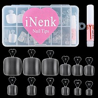 Inenk Upgrade Long Matter Gel X Toe Nail Tips Kit Fake Toenails Full Cover Diy Home Manicure Whit Glue Full Cover False Toenai