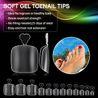 Inenk Upgrade Long Matter Gel X Toe Nail Tips Kit Fake Toenails Full Cover Diy Home Manicure Whit Glue Full Cover False Toenai